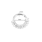 Natural Titanium Square Crystal Daith &amp; Septum Piercing Hoop 16G 8MM