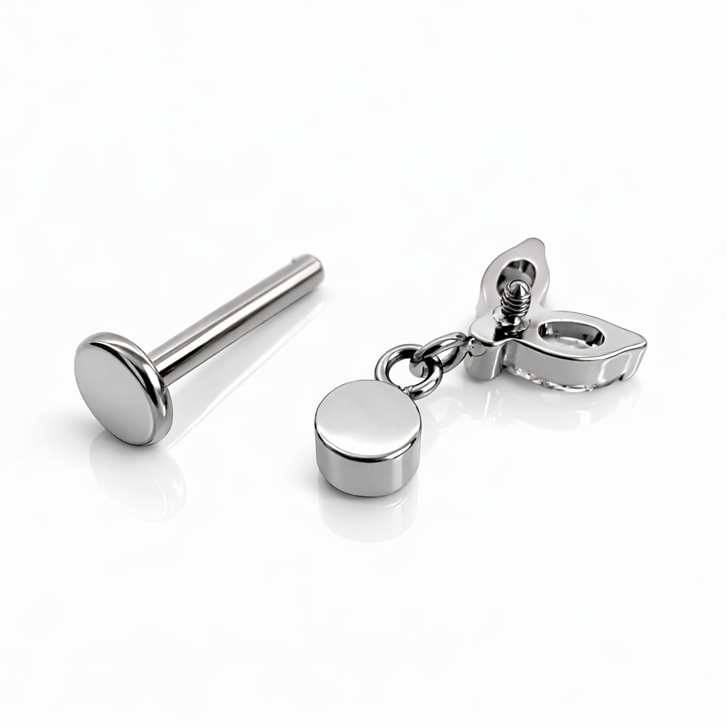 Marquise CZ Drop Titanium Flat Back Stud