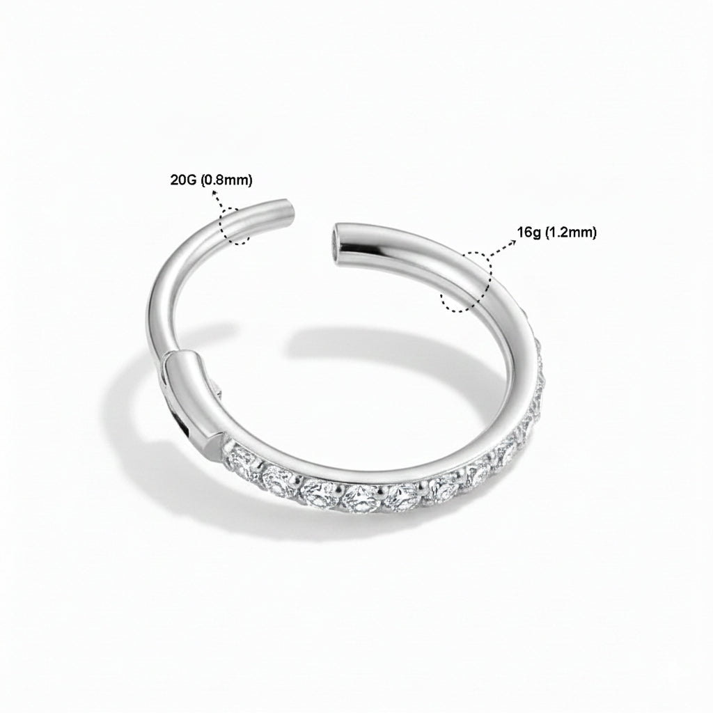 18K White Gold Diamond Hinged Hoop