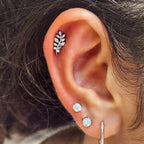 ASTM F136 Titanium 16G (1.2MM) Internally Threaded 10CZ Leaf Piercing Stud