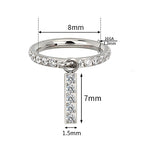 Bar CZ Dangle Hinged Hoop – Sleek Sparkle in Titanium