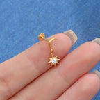 Titanium 16G (1.2mm) Internally Threaded Moon Star Dangling Piercing Stud