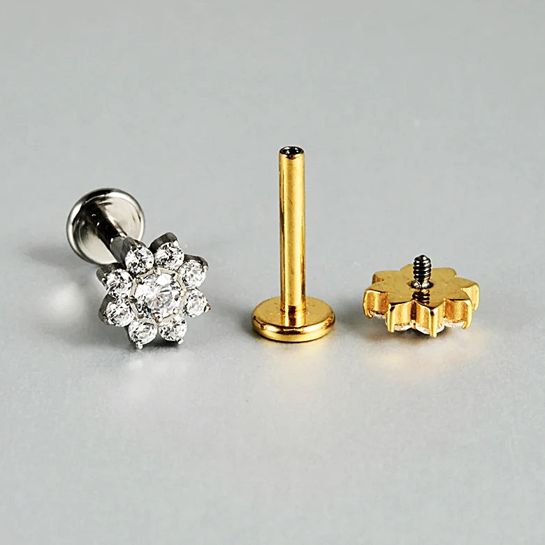 39-8 ASTM F136 Titanium 16G (1.2MM) Internally Threaded Flower Piercing Stud
