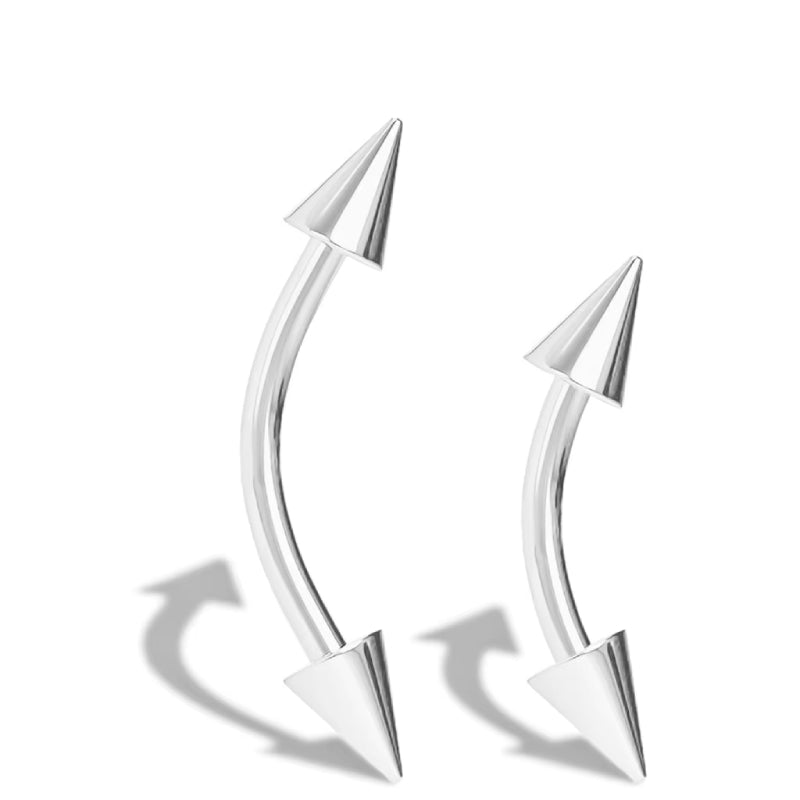 Natural Titanium 16G (1.2MM) Internally Threaded Spike Rook Eyebrow Piercing