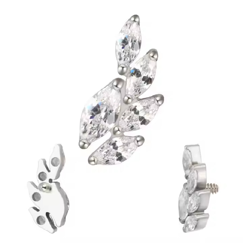 Titanium Lotus Shape 16G (1.2MM) Internally Threaded Labret Stud