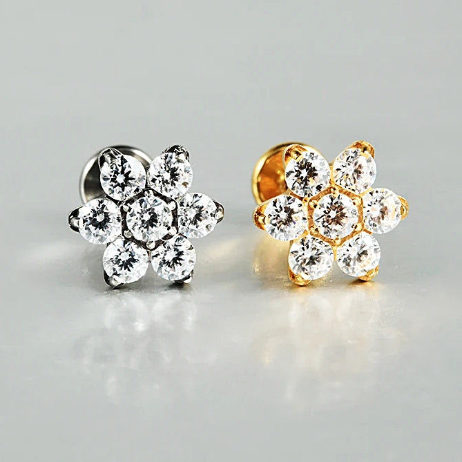 39-6 ASTM F136 Titanium 16G (1.2MM) Internally Threaded Flower Piercing Stud
