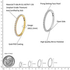 Titanium 16G (1.2MM) Hinged Lock Pearl Studded Piercing Hoop