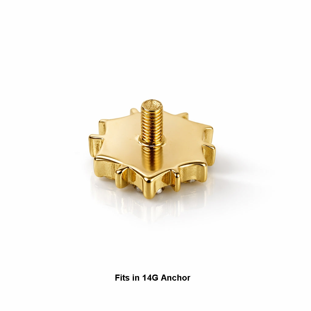 18K Gold Diamond Dermal Piercing Only Top (Fits 14G Anchor)