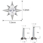 Titanium 16G (1.2MM) Internally Threaded Star with Zircon Piercing Stud