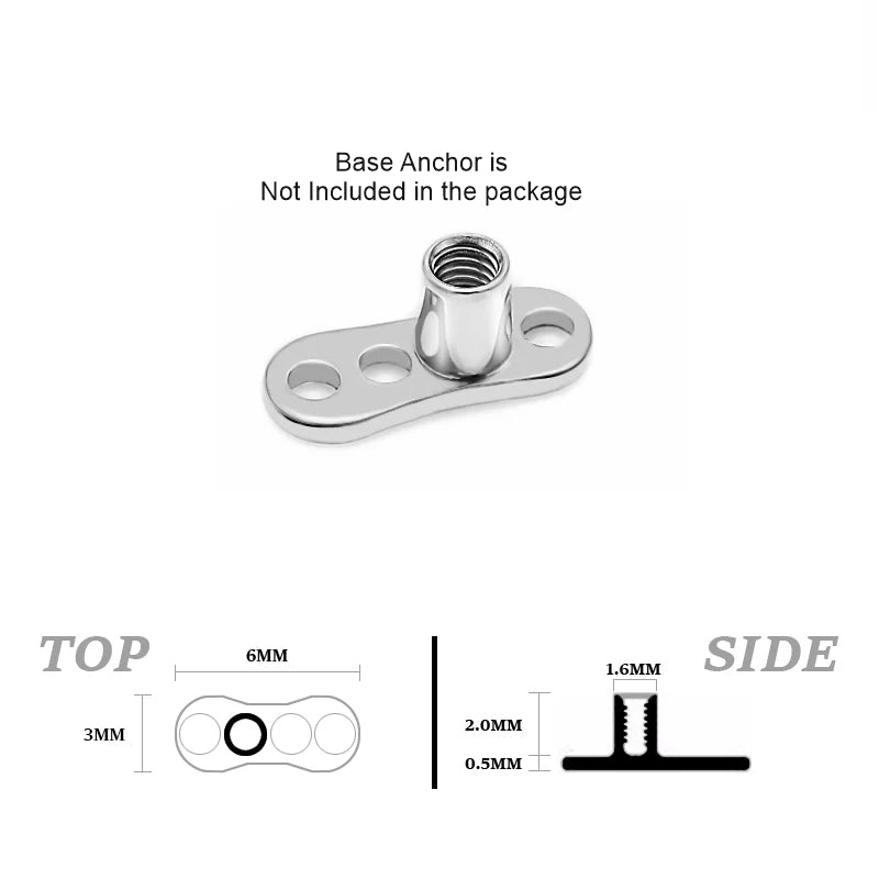 ASTM F136 Titanium Blue Opal Microdermal Dermal Crystal Top Replacement 3mm and 4mm