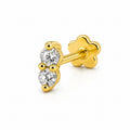 18K Solid Gold Dual Moissanite Flat Back Stud 