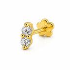 18K Solid Gold Dual Moissanite Flat Back Stud 