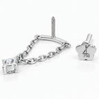 18K White Gold Hidden Helix Chain with Natural Diamond Drop