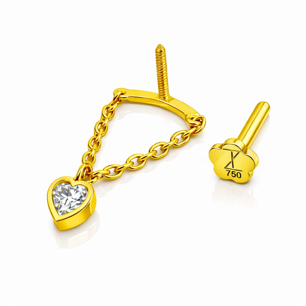 18K Yellow Gold Hidden Helix Heart-Shaped Moissanite