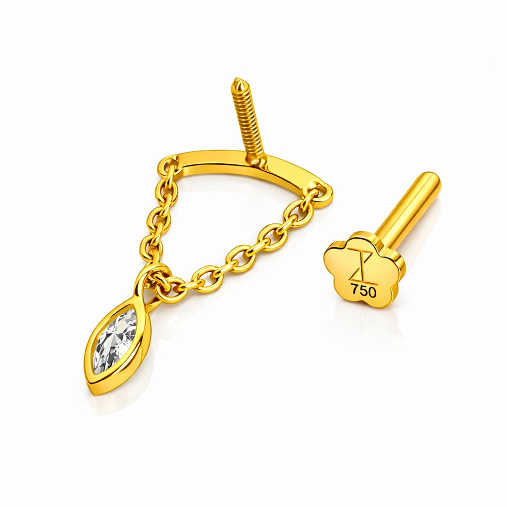 18K Yellow Gold Hidden Helix Chain with Marquise Diamond