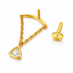 18K Yellow Gold Trillion Moissanite Hidden Helix Piercing
