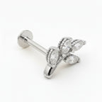 18K Gold Leaf Marquise Natural Diamond Stud (Right &amp; Left)