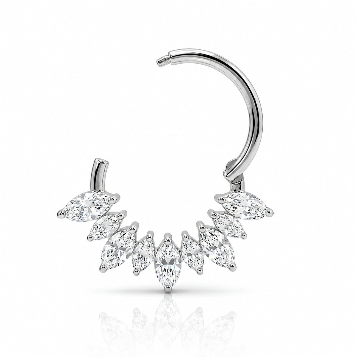 18K Gold Marquise Lab Diamond Daith & Septum Clicker