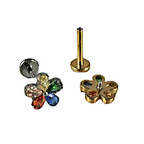 Lab_Flower_01 ASTM F136 Titanium 16G (1.2mm) Internally Threaded Multicolor Flower Stud