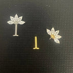 Vertical Helix Titanium Jewelry – 5 CZ Lotus Design