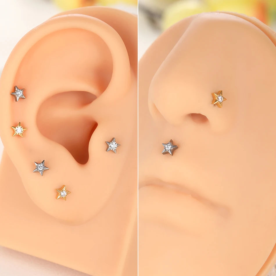 Titanium Internally Threaded Star Stud