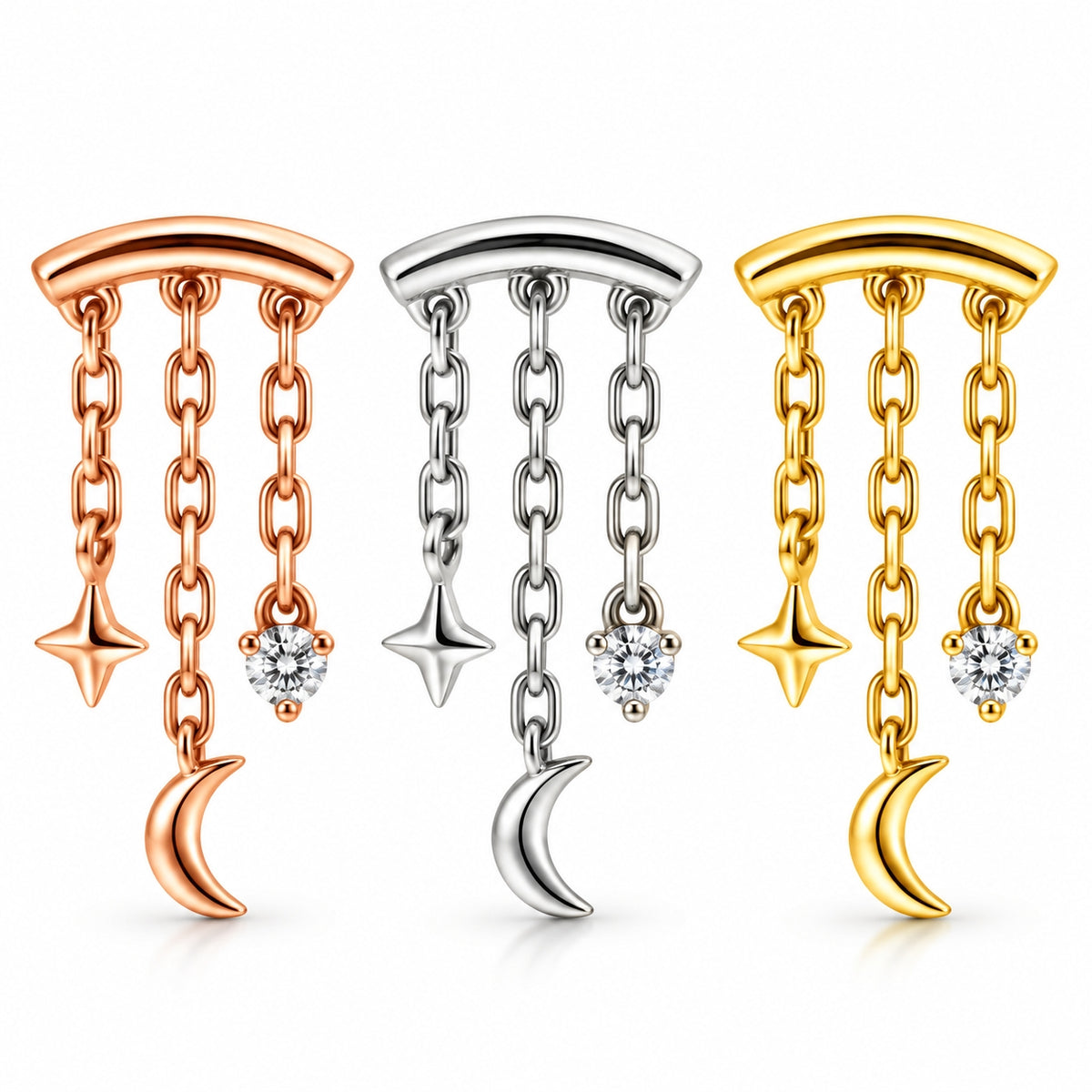 18K Gold Celestial Cascade Hidden Helix – Moissanite