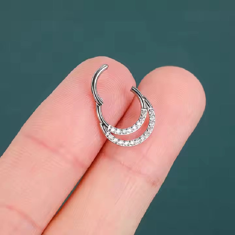 Titanium Double Line Daith &amp; Septum Piercing Hoop 16G 10MM
