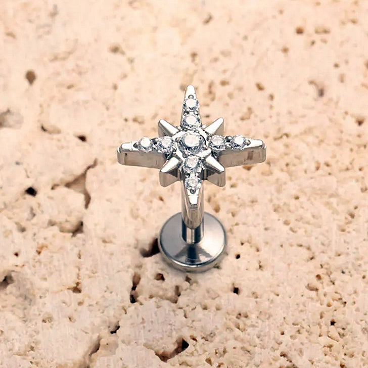 LAB_Star_02 ASTM F136 Titanium 16G (1.2MM) Internally Threaded Star Piercing Stud