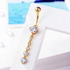 Titanium 14G (1.6MM) Externally Threaded Dangling Stones Belly Button Piercing 10MM