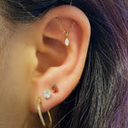 18K Rose Gold Hidden Helix Chain Stud with 4 mm Marquise Natural Diamond