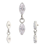 Titanium 16G (1.2mm) Internally Threaded Marquise Dangling Piercing Stud
