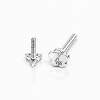 18K Gold Moissanite Flat Back Trinity Stud – Internally Threaded (16G)