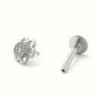 18K Gold Floral Moissanite Stud
