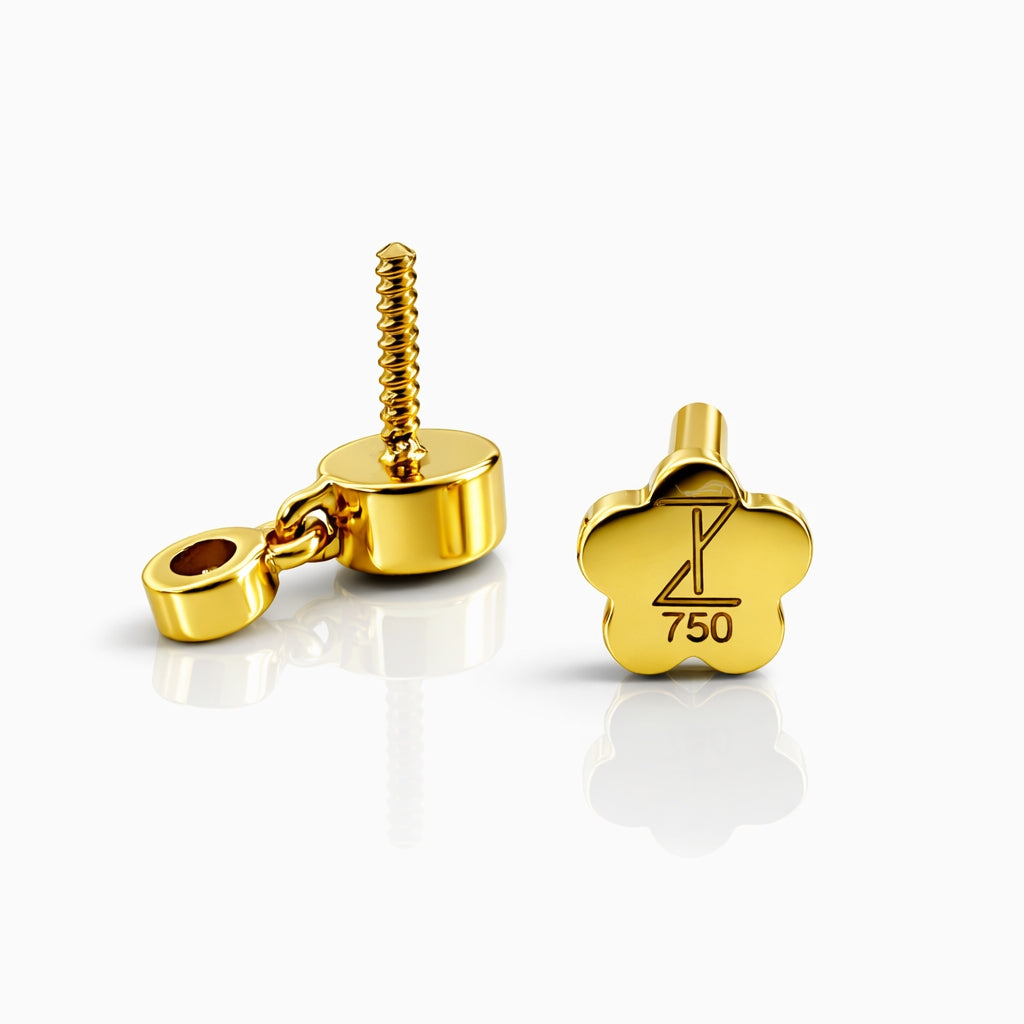 18K Gold Double Moissanite Dangle Ear Piercing Stud
