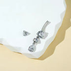 Premium Titanium Hanging 2 Drop Crystals Belly Ring | 14G (1.6MM) | 10MM Bar