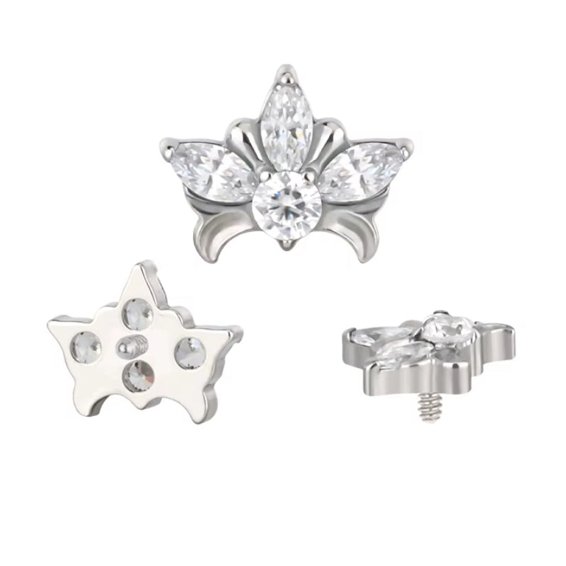 Titanium Internally Threaded Crystal Petal Labret Stud