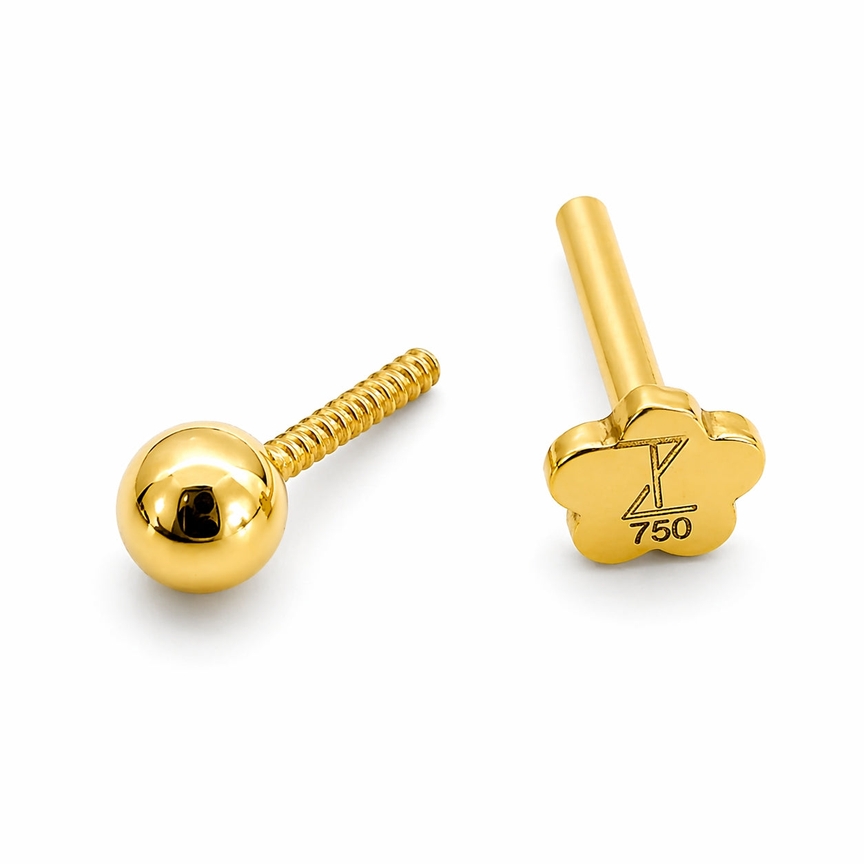 18K Gold Solid Ball Piercing Stud