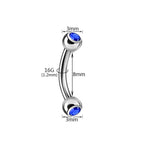 Natural Titanium 16G (1.2MM) Internally Threaded Rook Eyebrow Piercing