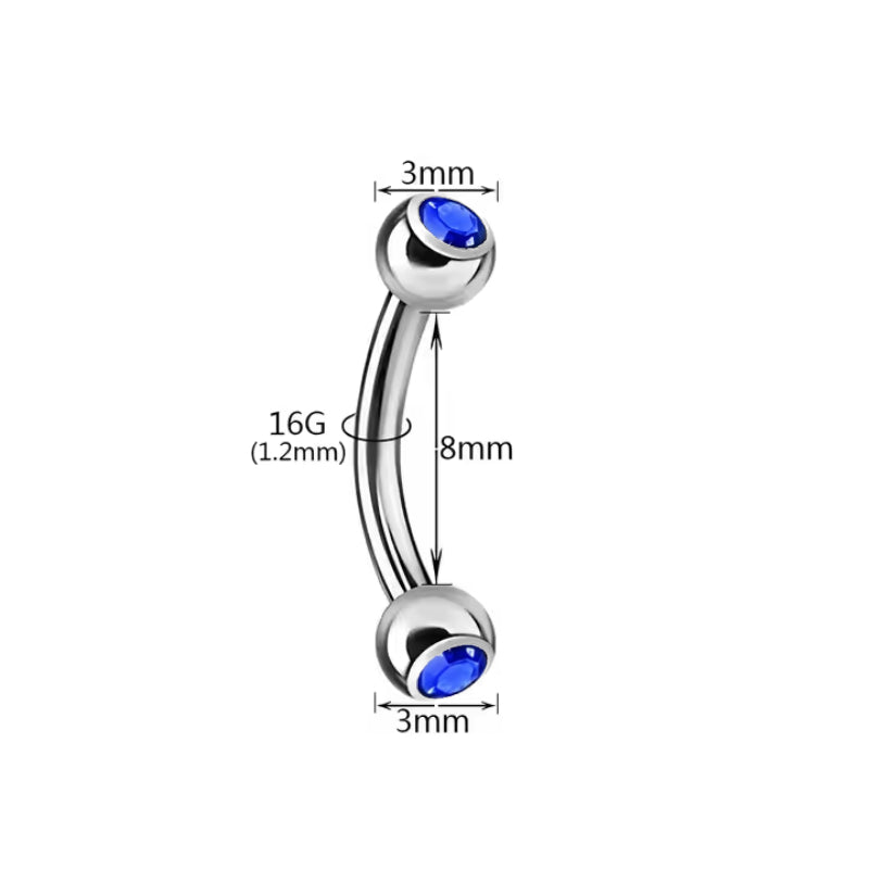 Natural Titanium 16G (1.2MM) Internally Threaded Rook Eyebrow Piercing