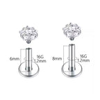 Titanium Internally Threaded Star Crystal Labret Stud