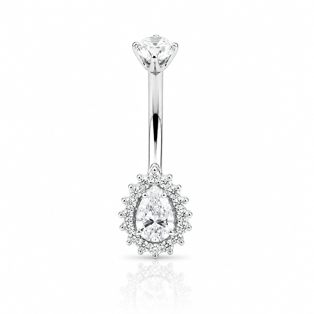 18K Gold Lab Diamond Teardrop Belly Piercing