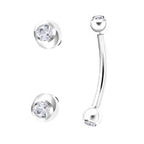 Titanium 16G (1.2MM) Internally Threaded Round CZ Rook Eyebrow Piercing
