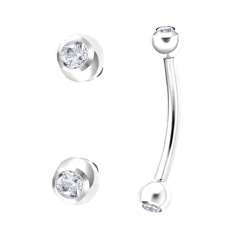 Titanium 16G (1.2MM) Internally Threaded Round CZ Rook Eyebrow Piercing