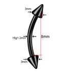 Natural Titanium 16G (1.2MM) Internally Threaded Spike Rook Eyebrow Piercing
