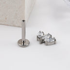 Vertical Helix Titanium Jewelry – 3 CZ Marquise Cluster