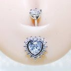 ASTM F136 Titanium 14G (1.6MM) Externally Threaded Heart Shape Belly Button Piercing 12MM