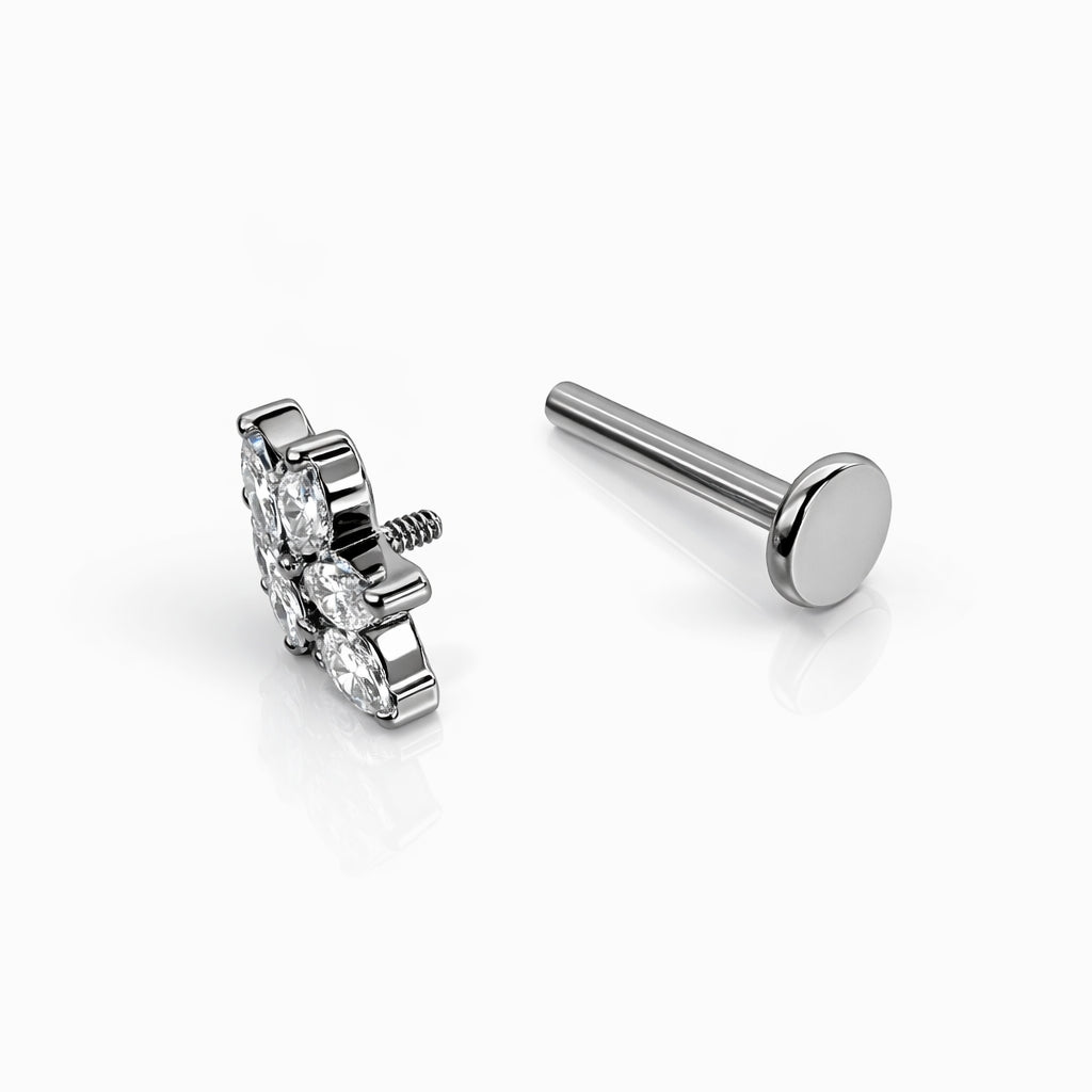 Titanium Marquise Cluster Flat Back Stud