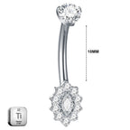 Premium Titanium Sunflower Belly Ring | 14G (1.6MM) | 10MM Bar