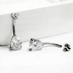 ASTM F136 Titanium 14G (1.6MM) Internally Threaded White Water Drop Belly Button Piercing 10MM