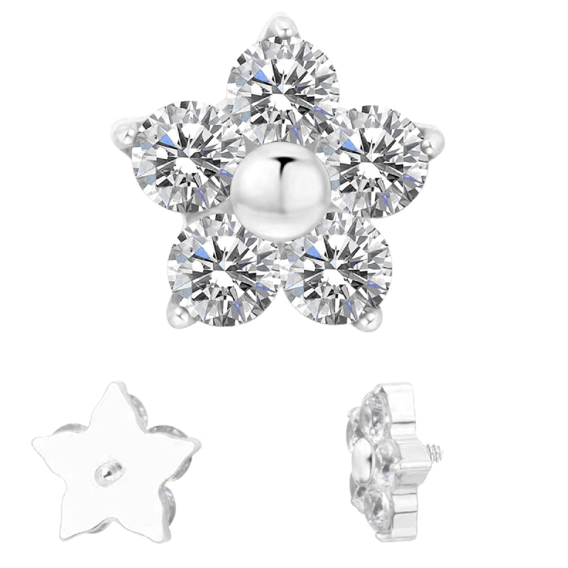 Titanium 16G (1.2mm) Internally Threaded Flower Prong Stud